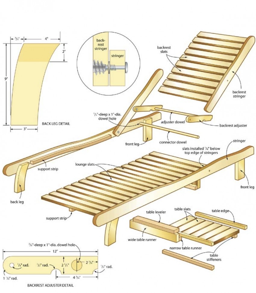 схема раскладного деревянного стула