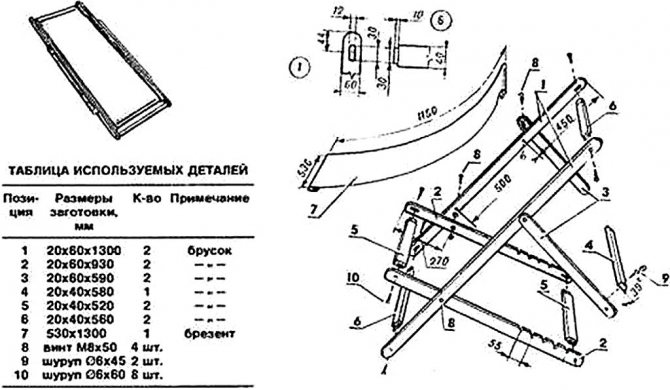 Шезлонг чертежи и размеры из металла